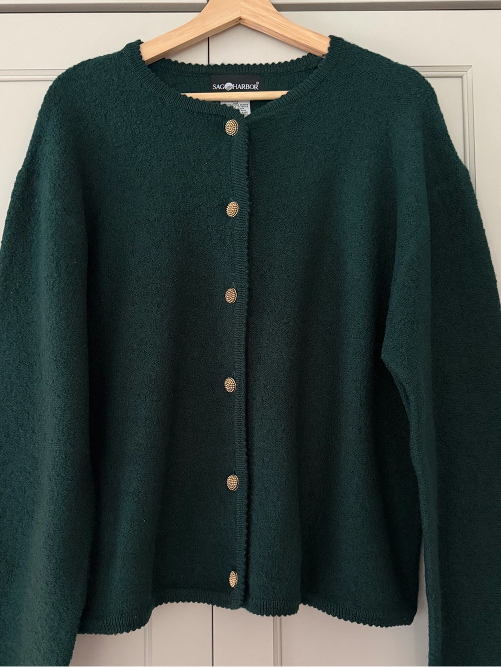 VTG 100% Wool Lady Jacket - Emerald Green, Gold Buttons - Picture 3 of 10